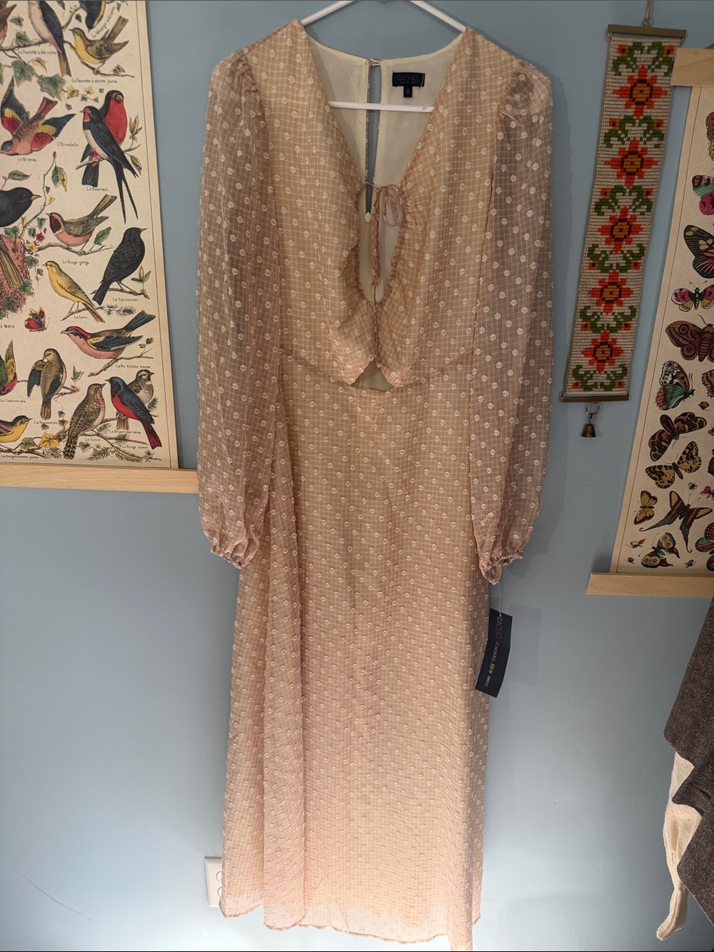 NWT Rachel Roy Tan Grid Maxi Dress Size 2